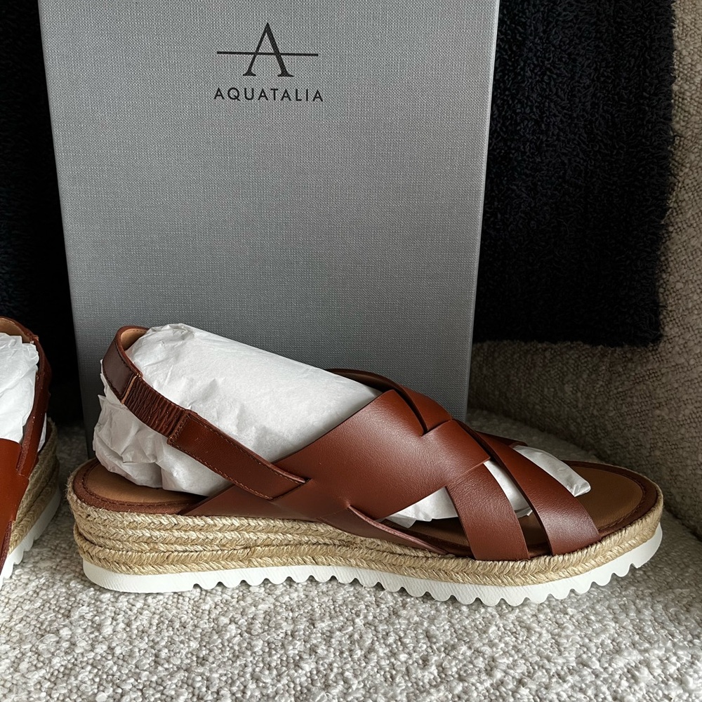 NWT Aquatalia Leather Amaya espadrille sandals~ size 10M - Picture 10 of 11